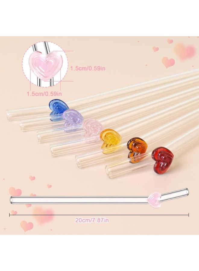 هابي هوم طقم 5 مصاصات زجاجية قابلة لإعادة الاستخدام بشكل قلب مع فرشاة تنظيف – مصاصات زجاجية مقوسة لجميع المشروبات الساخنة والباردة مثل العصائر، السموثي، الحليب، الشاي والقهوة – تصميم أنيق ومتين من زجاج بوروسيليكيت آمن للطعام مقاوم للكسر ومناسب لجميع الاستخدامات اليومية والمناسبات الخاصة - Image 2